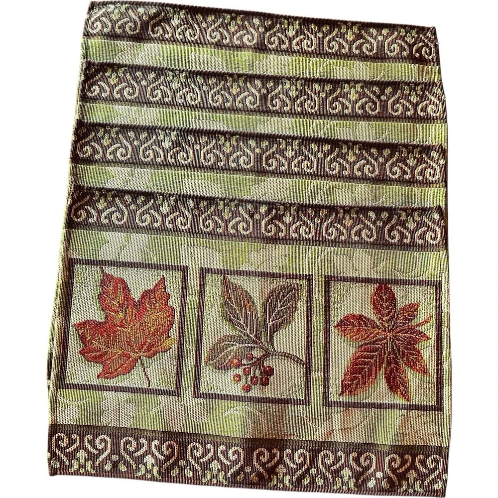 Fall Harvest Autumn Woven Tapestry Placemats Set of 4 Autumn Leaves Dinner 18